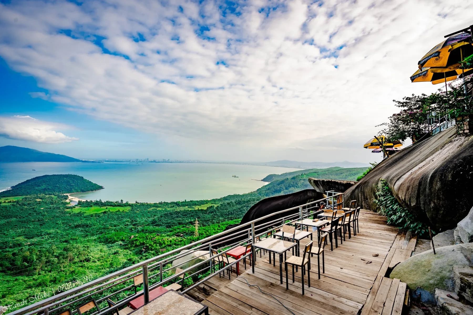Terrace on the Hai Van Pass looking over the bay below