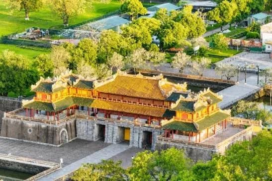 Aerial view of the Ngo Mon gate of the Hue Imperial City