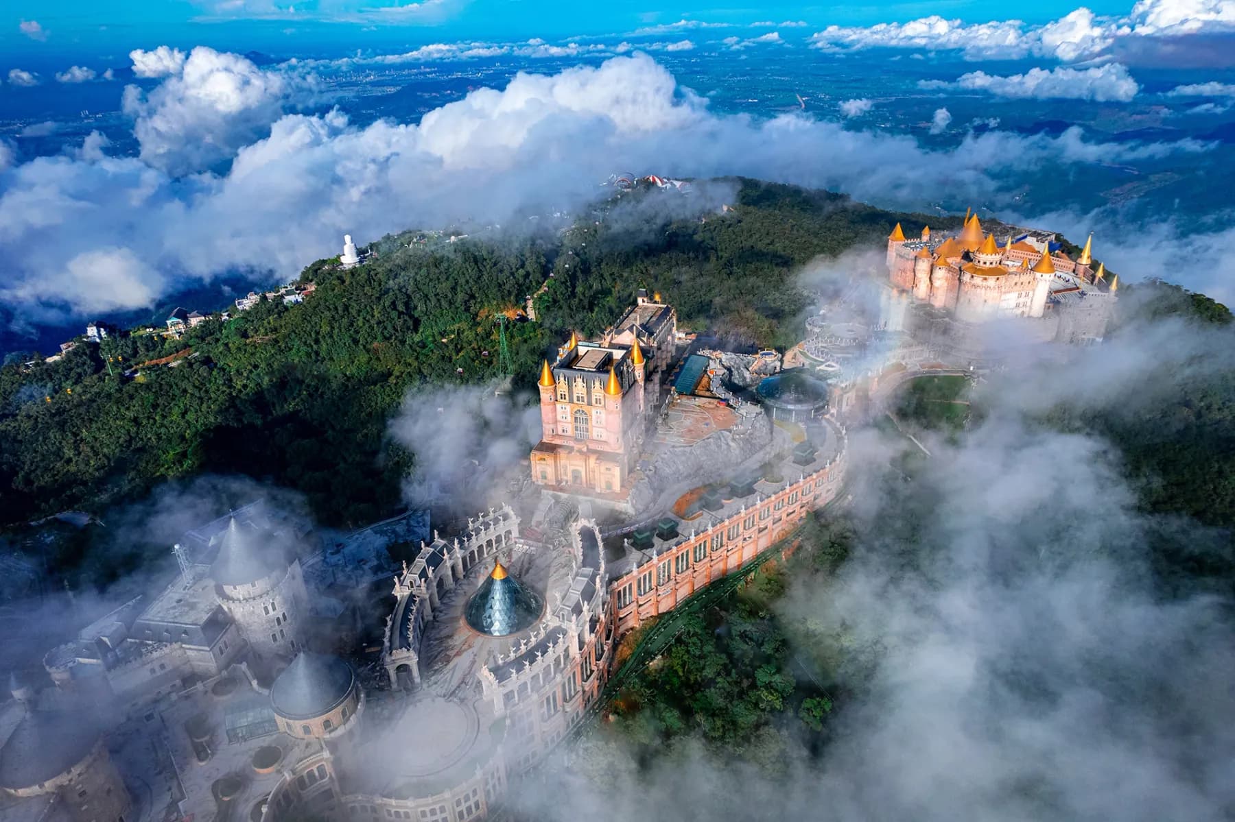 The French village on Ba Na Hills above a sea of clouds