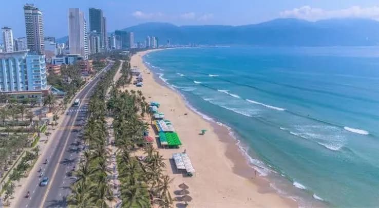 Aerial view of My Khe beach and the Da Nang seafront